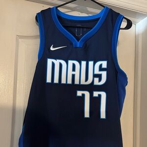 Nike Mavs Navy and Blue Basketball Jersey